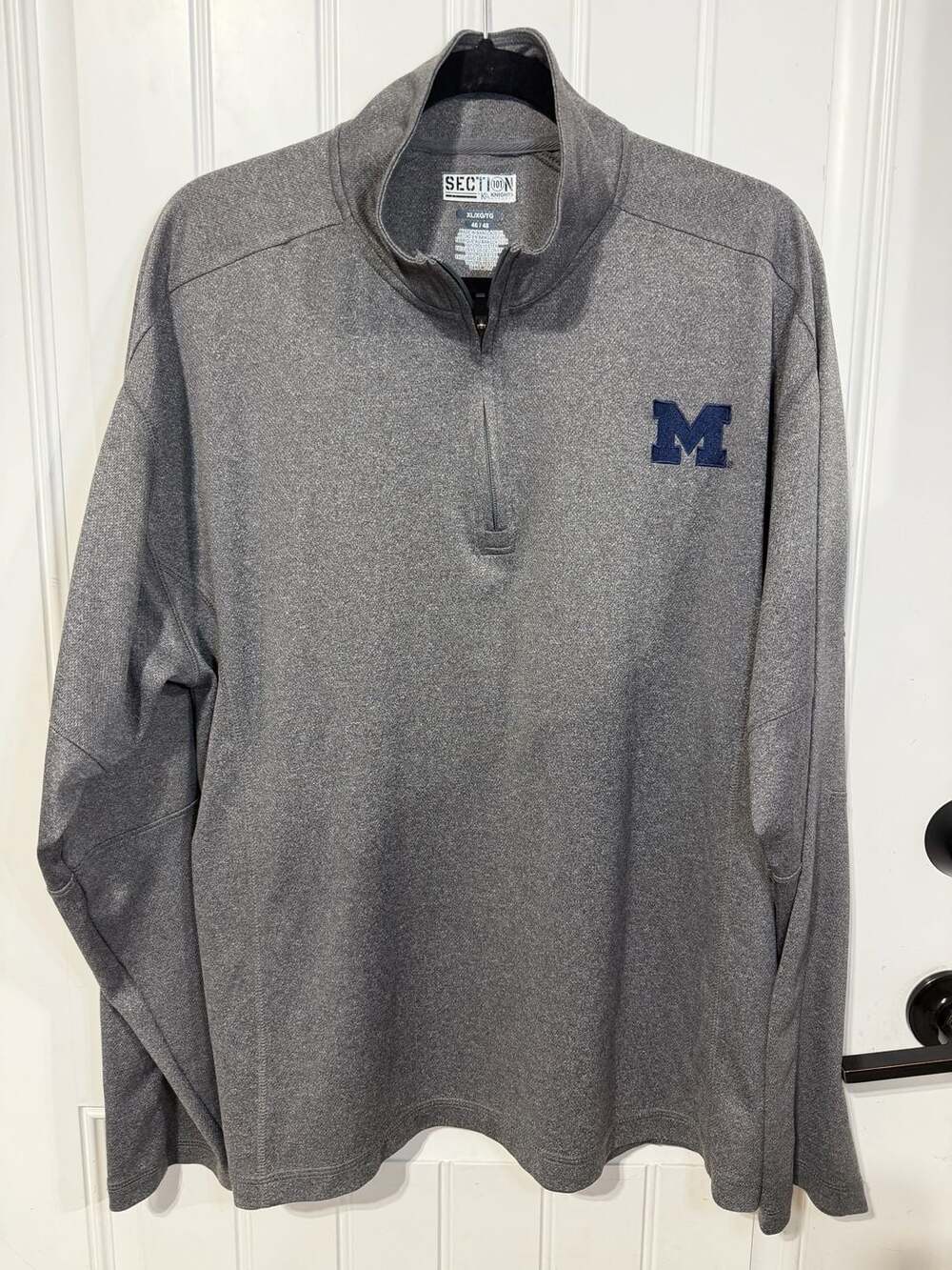 Section 101 Knights Apparel Michigan Wolverines Block M Heather Gray 1/4 Zip Pul
